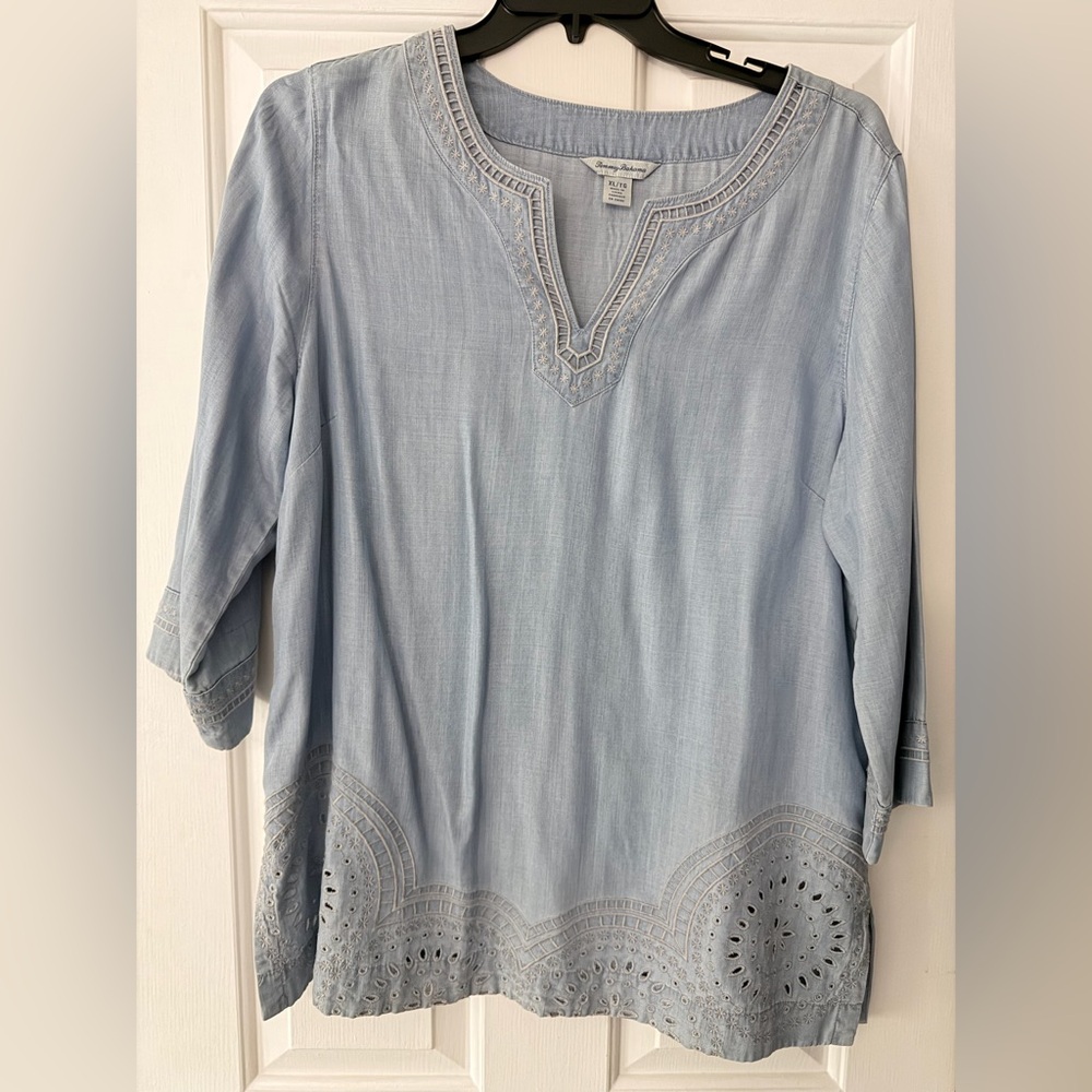 Tommy Bahama Sky Blue Embroidered Tunic